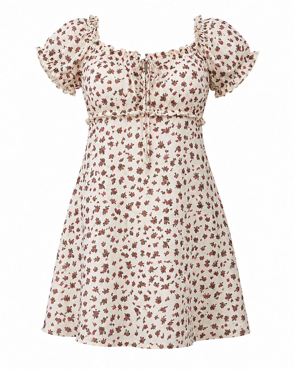 Vestido Floral con Manga Abullonada