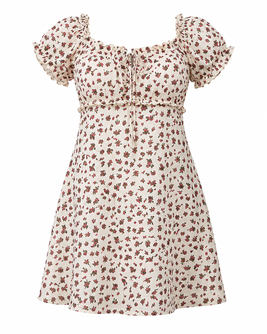 Vestido Floral con Manga Abullonada