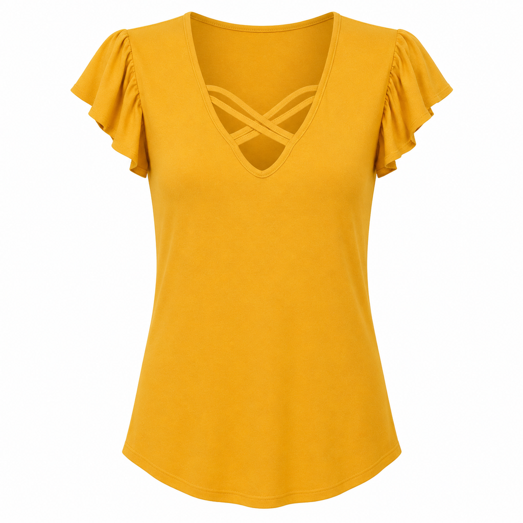 Blusa con Manga Olan y Detalle en Escote