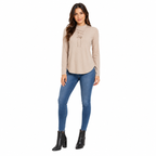 Blusa de Cuello Alto con Detalle Acordonado