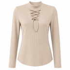 Blusa de Cuello Alto con Detalle Acordonado