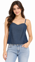 Top Efecto Denim Escote Corazón